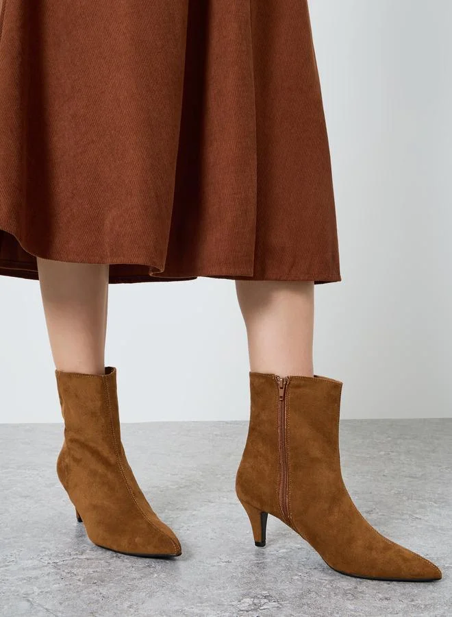Styli Women Brown Suede Ankle Boots